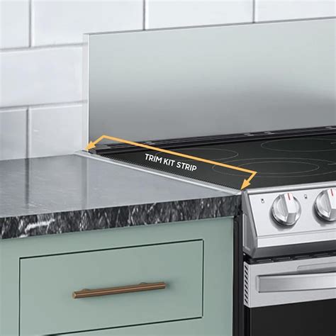 black stainless steel cabinet top filler to stove|lowe's cooktop filler trim.